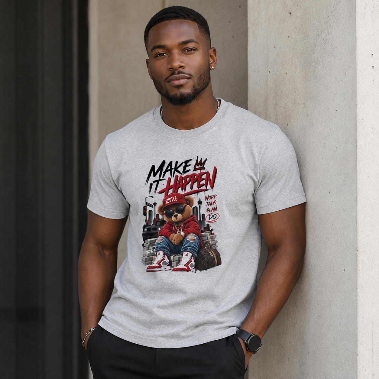 Make It Happen Hustle Bear Tee