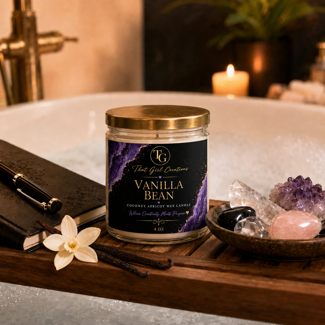 That Girl Creations Vanilla Bean Coconut Apricot Wax Candle, 4 oz