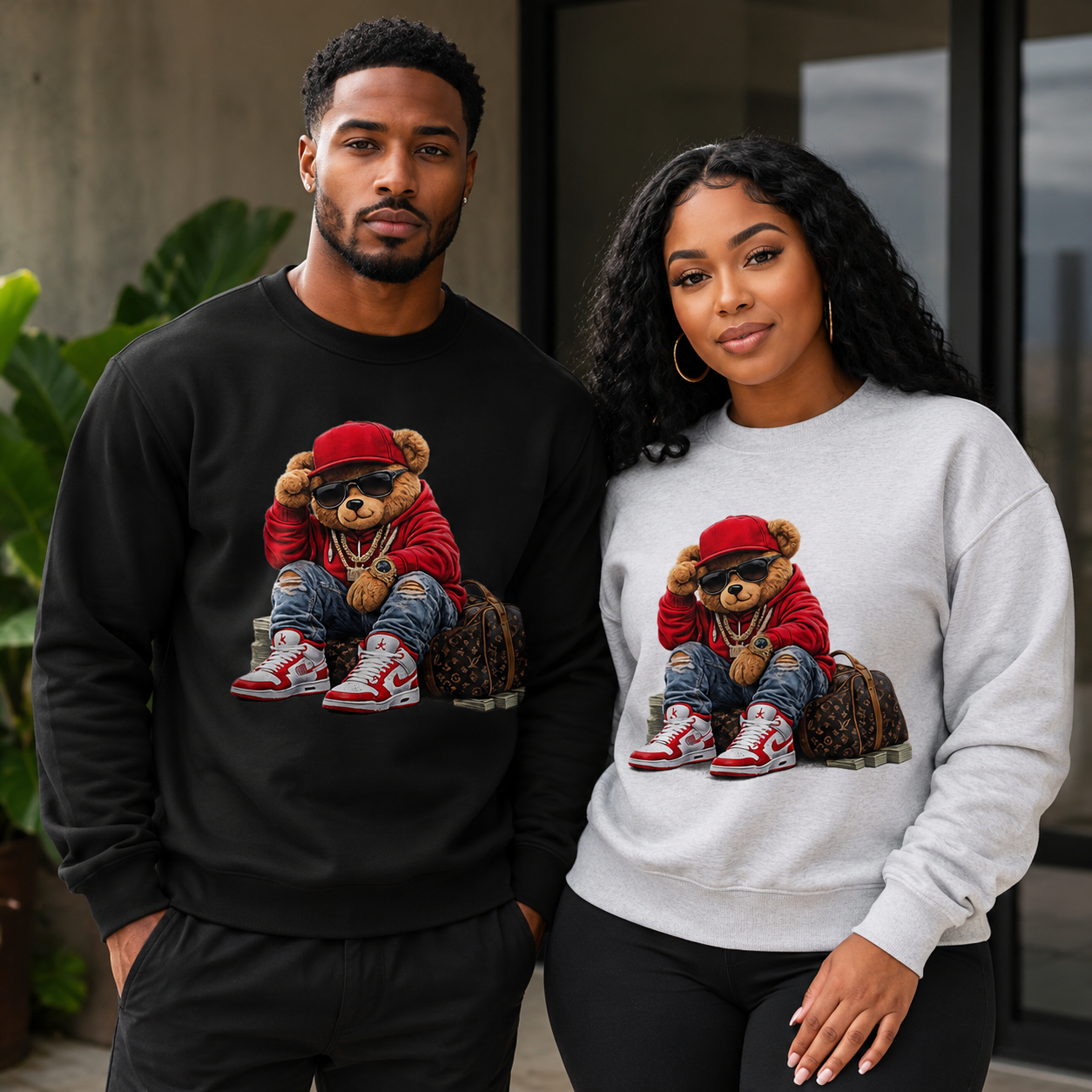 Hustle Mode Teddy Bear Crewneck Sweatshirt