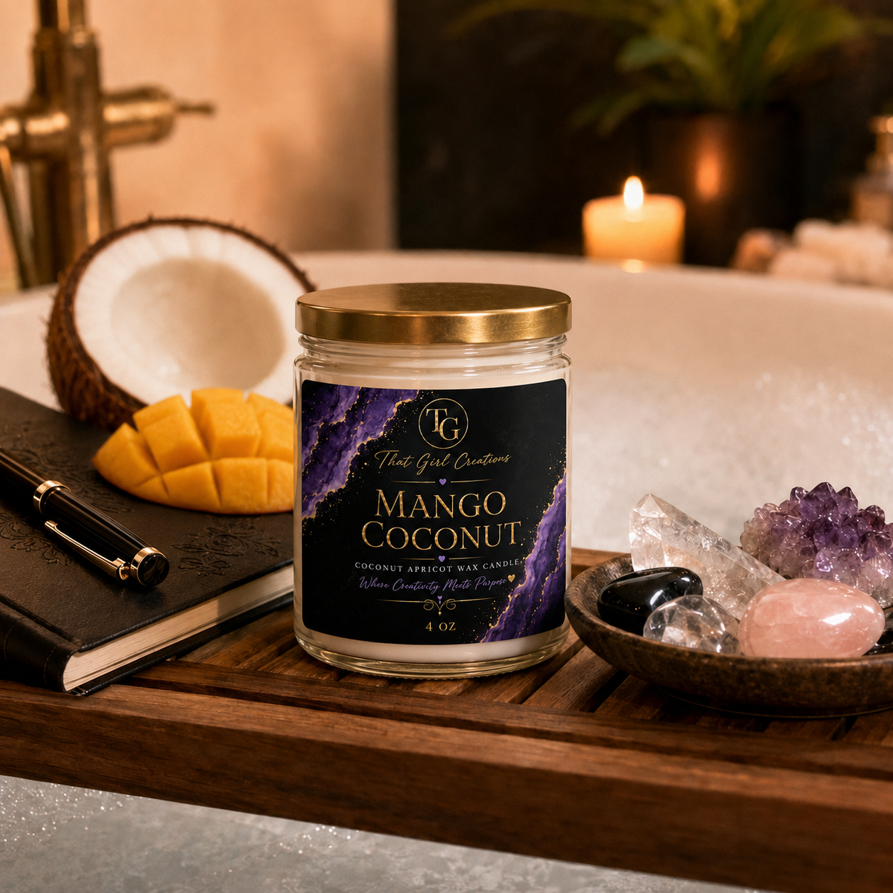 That Girl Creations Mango Coconut Apricot Wax Candle, 4 oz