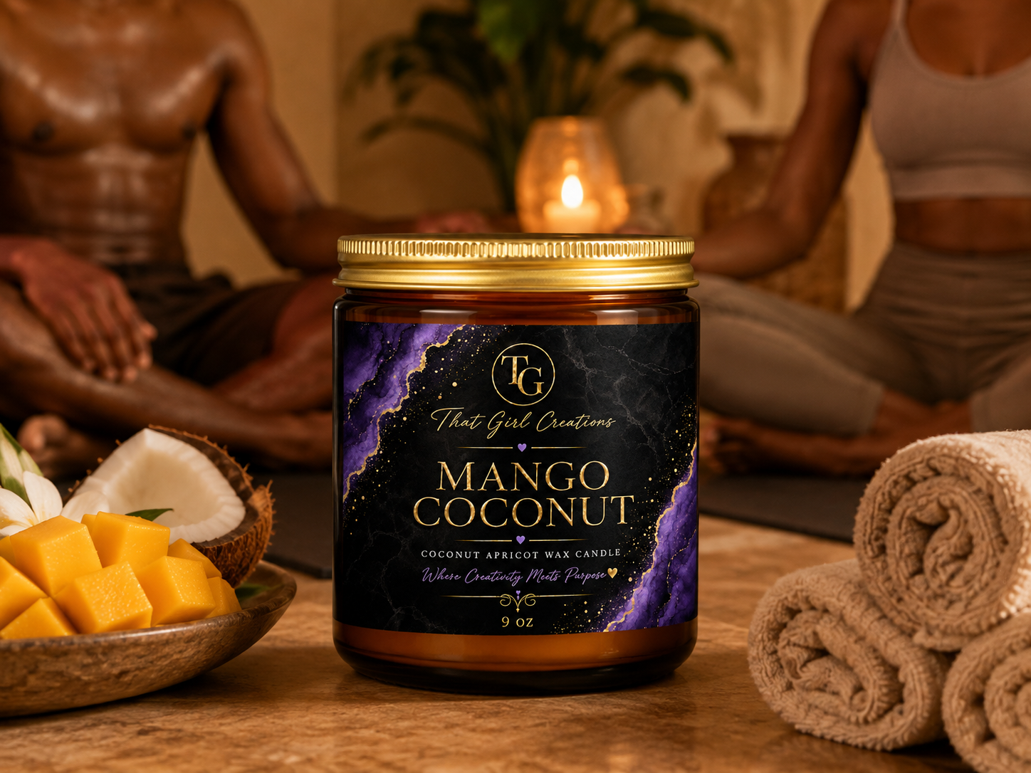 That Girl Creations Mango Coconut Apricot Wax Candle, 9 oz