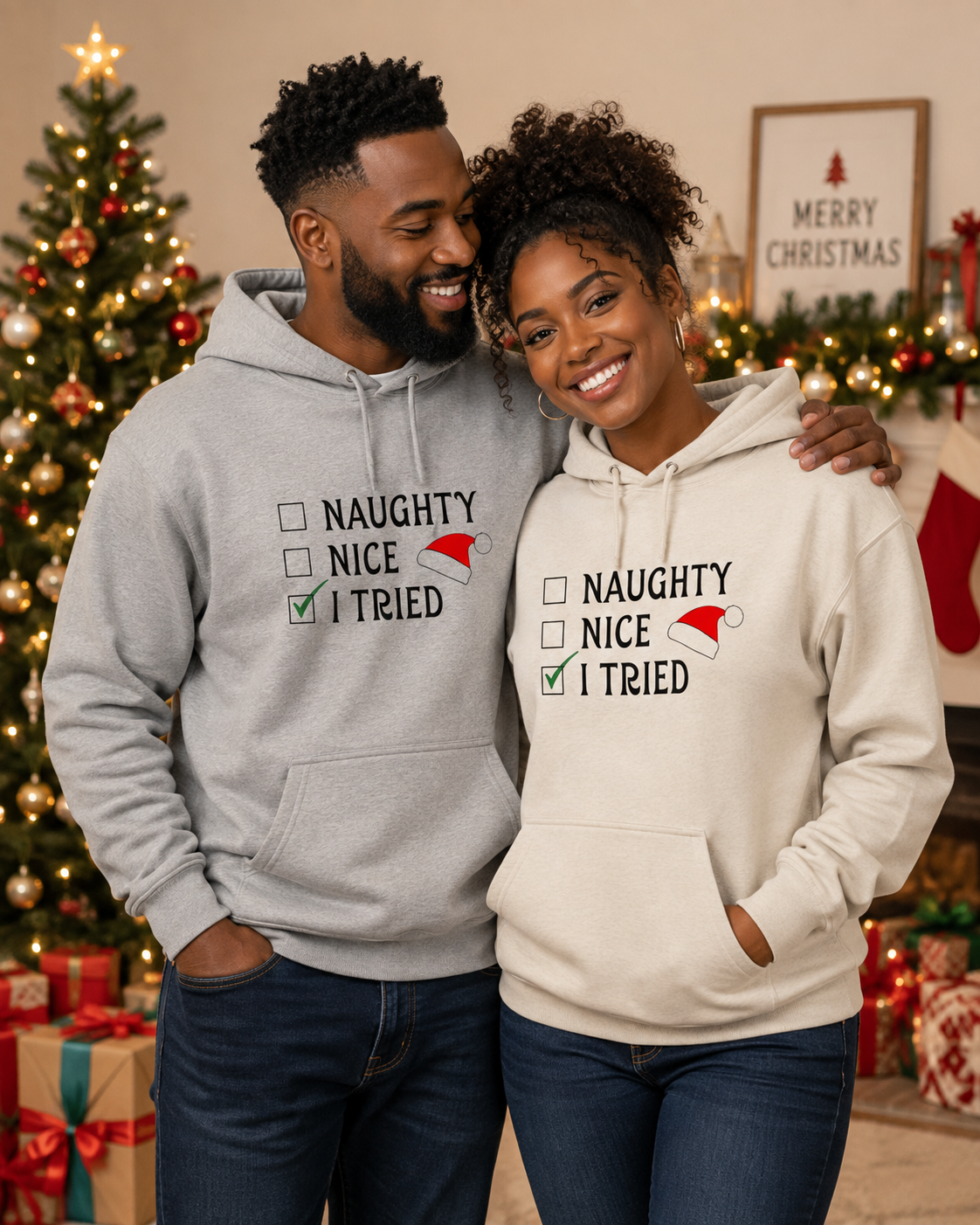 Naughty, Nice, I Tried Christmas Hoodie