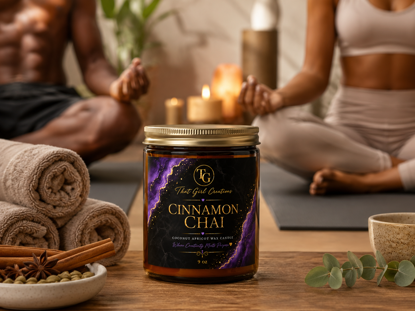 That Girl Creations Cinnamon Chai Coconut Apricot Wax Candle, 9 oz