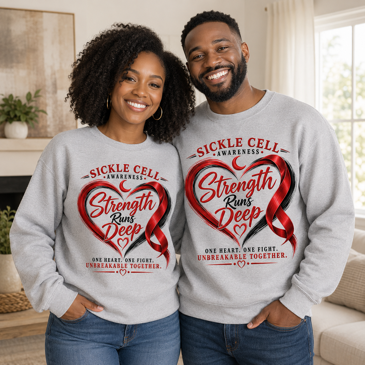 Strength Runs Deep Sickle Cell Awareness Crewneck Sweatshirt