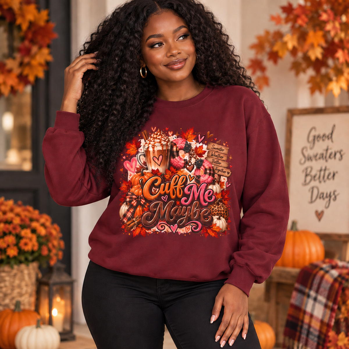 Cuff Me Maybe Cozy Fall Crewneck Sweatshirt