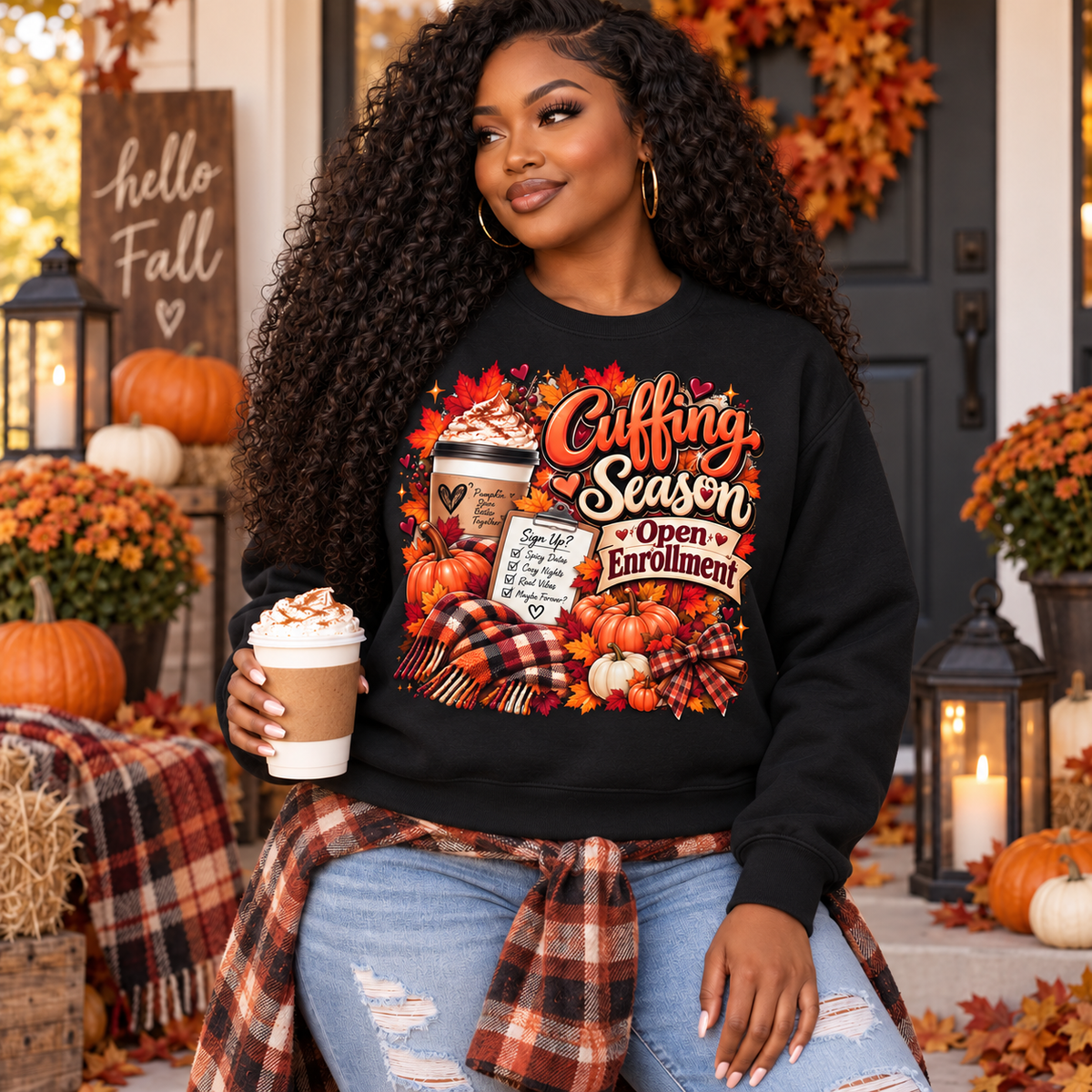 Cuffing Season Open Enrollment Cozy Fall Crewneck Sweatshirt