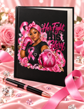 Breast Cancer Support Hardcover Journal — "Her Fight, His Glory" Pink Ribbon Notebook