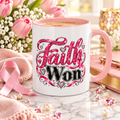 Faith Won Breast Cancer Awareness Accent Mug
