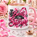 I Beat The Storm Breast Cancer Awareness Accent Mug